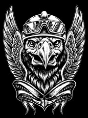 Design of eagle head motorcycle rider.