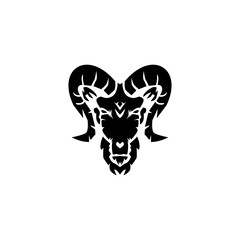 Goat head icon. The sheep's head is black, on a white background.