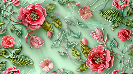 seamless floral flower pattern with background - obrazy, fototapety, plakaty