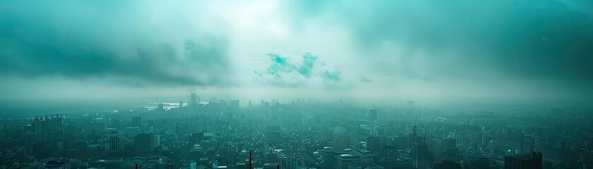 a city with buildings under cloudy sky - Powered by Adobe