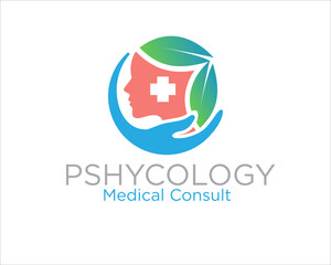 psychology health leaf logo designs for medical consult and health protection
