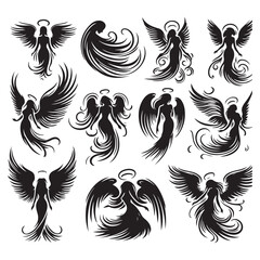Obraz premium Silhouette set of Angel