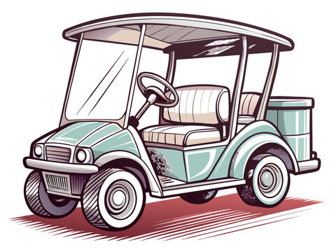 Highly detailed vector of a golf car.