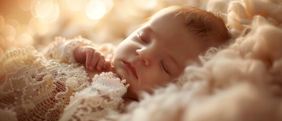 Newborn's first cry, precious moment, soft focus, warm light. 