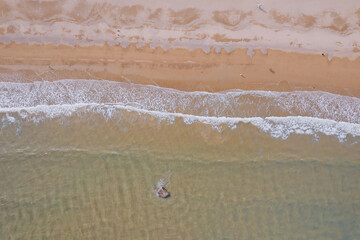 Tranquil Seashore Aerial View at Twilight - 771576605