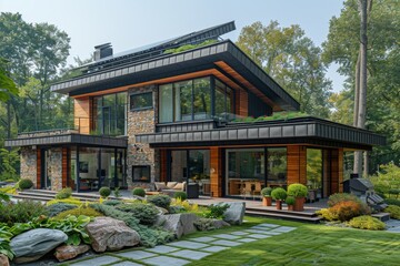 Green oasis in the woods: Modern Art Nouveau home blending nature and technology