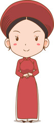 Cartoon girl in Vietnam national costume.