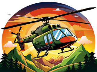 Highly detailed vector of a helicopter.