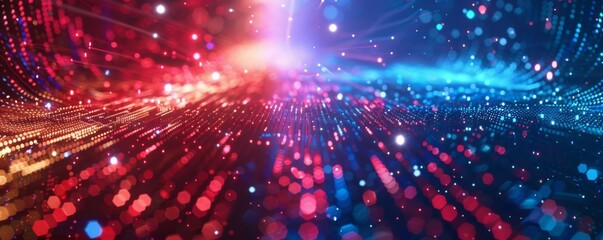 Obraz premium Abstract digital futuristic technology glowing background with lines and bokeh