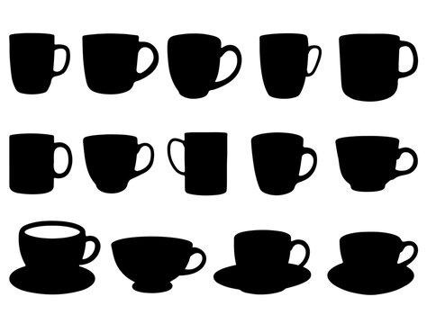 Cups silhouette vector art white background