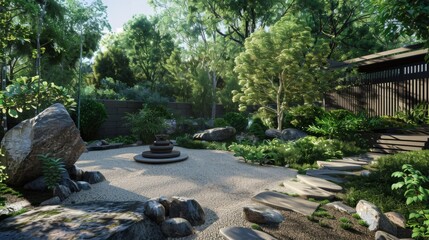 Garden With Rocks and Plants