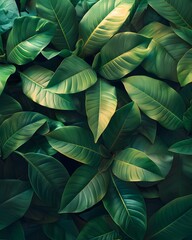 green plant leaves top view. Floral background