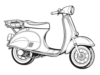 Obraz premium Highly detailed vector of a vintage scooter.