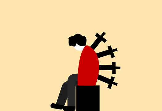 Backstab with knife and betrayal illustration