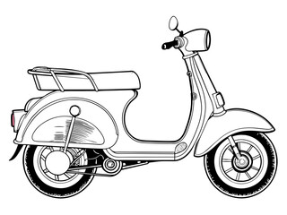 Highly detailed vector of a vintage scooter.