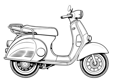 Highly detailed vector of a vintage scooter.