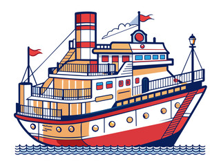 Highly detailed vector of a ship.