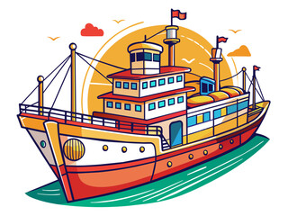 Highly detailed vector of a ship.