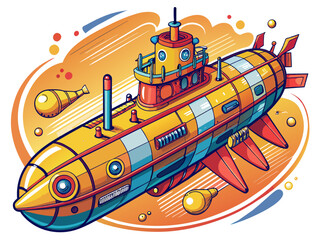Highly detailed vector of a submarine.
