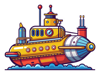 Highly detailed vector of a submarine.