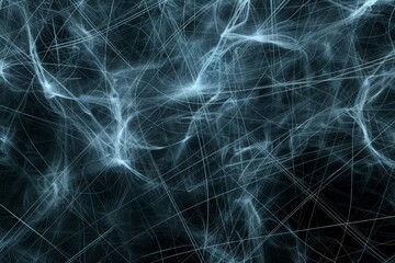 Abstract background with complex interwoven network of lines, nodes and connections, futuristic illustration - obrazy, fototapety, plakaty