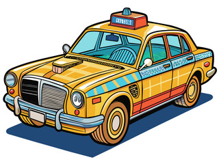 Highly detailed vector of a taxi.