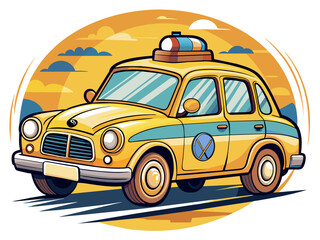 Highly detailed vector of a taxi.