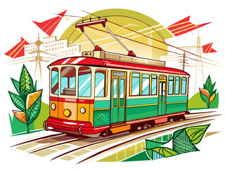 Highly detailed vector of a tram.