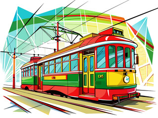 Highly detailed vector of a tram.