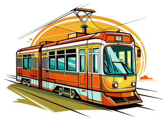 Highly detailed vector of a tram.