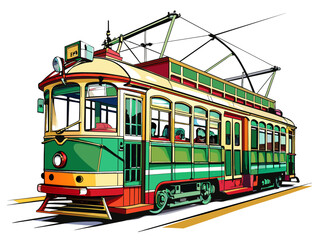 Highly detailed vector of a tram.
