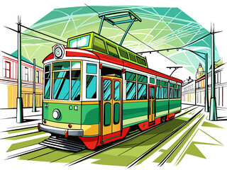 Highly detailed vector of a tram.