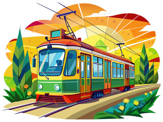 Highly detailed vector of a tram.