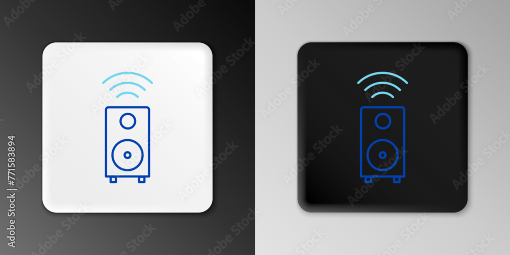 Poster line smart stereo speaker system icon isolated on grey background. sound system speakers. internet o