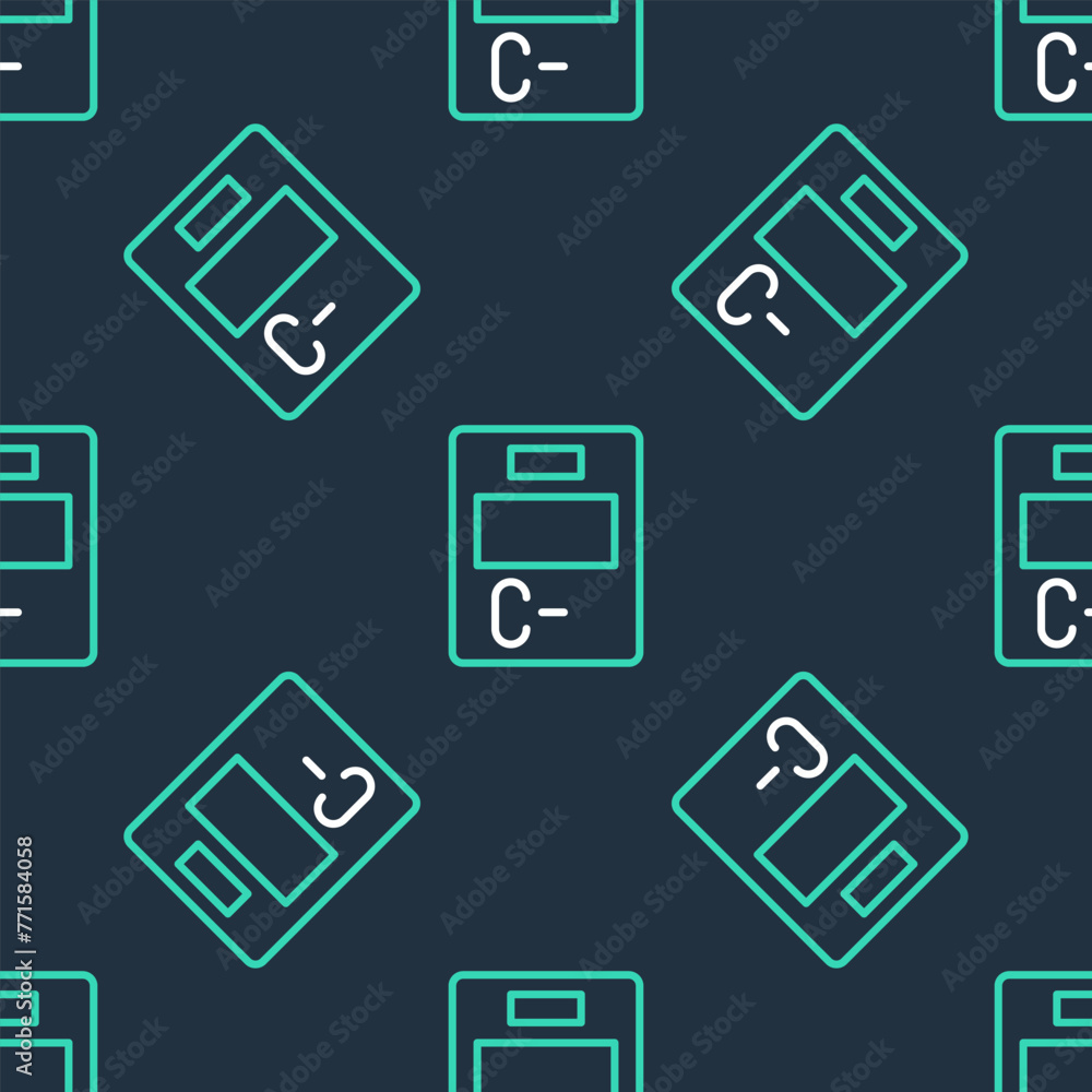 Poster line exam paper with incorrect answers survey icon isolated seamless pattern on black background. ba