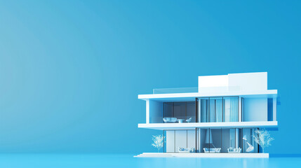 3D clay render of electronic house, isolated on pure blue background, simple and clean design - obrazy, fototapety, plakaty