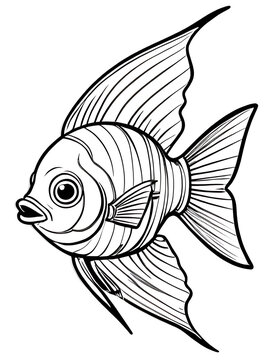 recommend clip art: fish for a toddlers sketch with line smoothly outline shape coloring page, white background, ai generated 