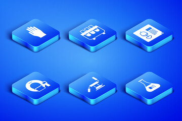 Set Test tube and flask, Medical rubber gloves, dental chair, Tomography, and X-ray shots icon. Vector