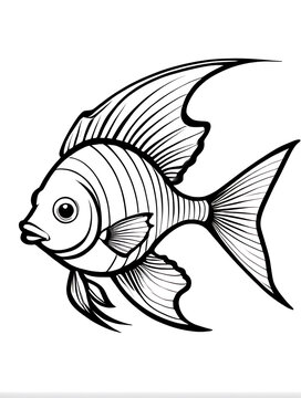 recommend clip art: fish for a toddlers sketch with line smoothly outline shape coloring page, white background, ai generated 