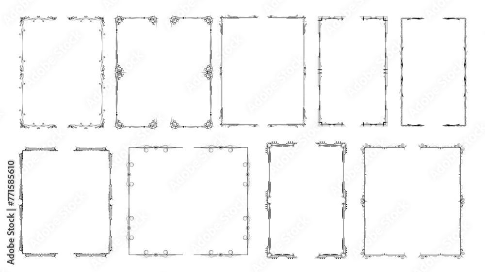 Poster set black simple line collection different doodle brackets, parentheses, braces elements vector desi
