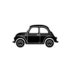Simple black silhouette SVG of a little car, white background 
