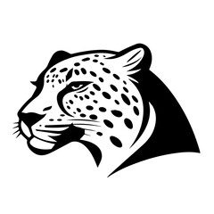 Simple black silhouette SVG of a majestic leopard, white background 