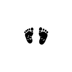 Simple black silhouette SVG of a two baby footprints, white background 