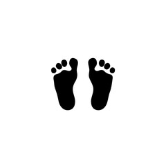 Minimalist vector-style illustration showcasing two baby footprints. black silhouette svg on white background