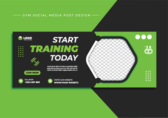 Gym, fitness, and sports social media post template design. Usable for social media, banner, and website.