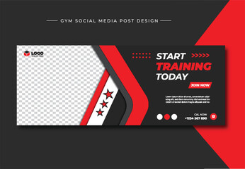 Gym, fitness, and sports social media post template design. Usable for social media, banner, and website.