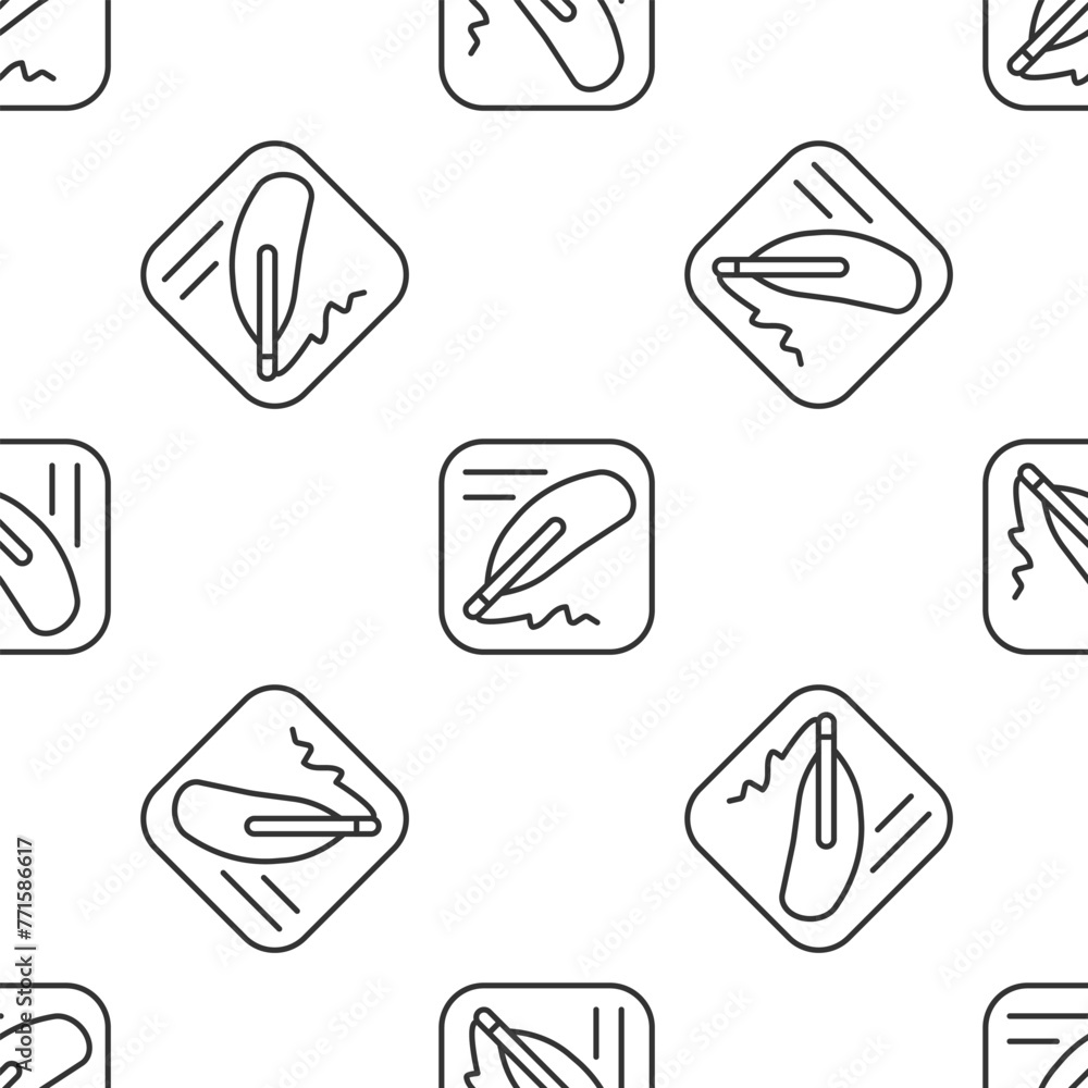 Poster grey line declaration of independence icon isolated seamless pattern on white background. vector