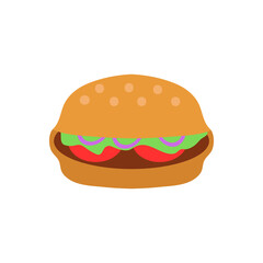 Delicious burger icon. Food flat design