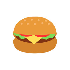 Delicious burger icon. Food flat design