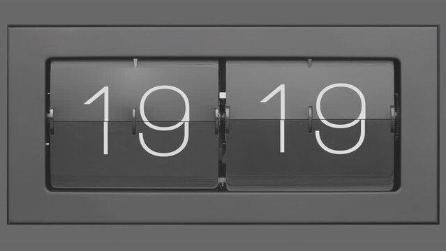 Retro flip clock changing from 19:18 to 19:19